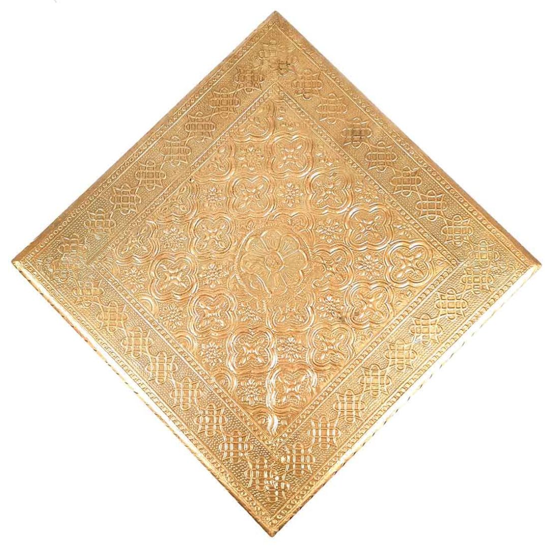 Brass Pooja Chowki - For Puja, Sitting & Home Decor - 10 Inch -apkamart #Style_Design 1