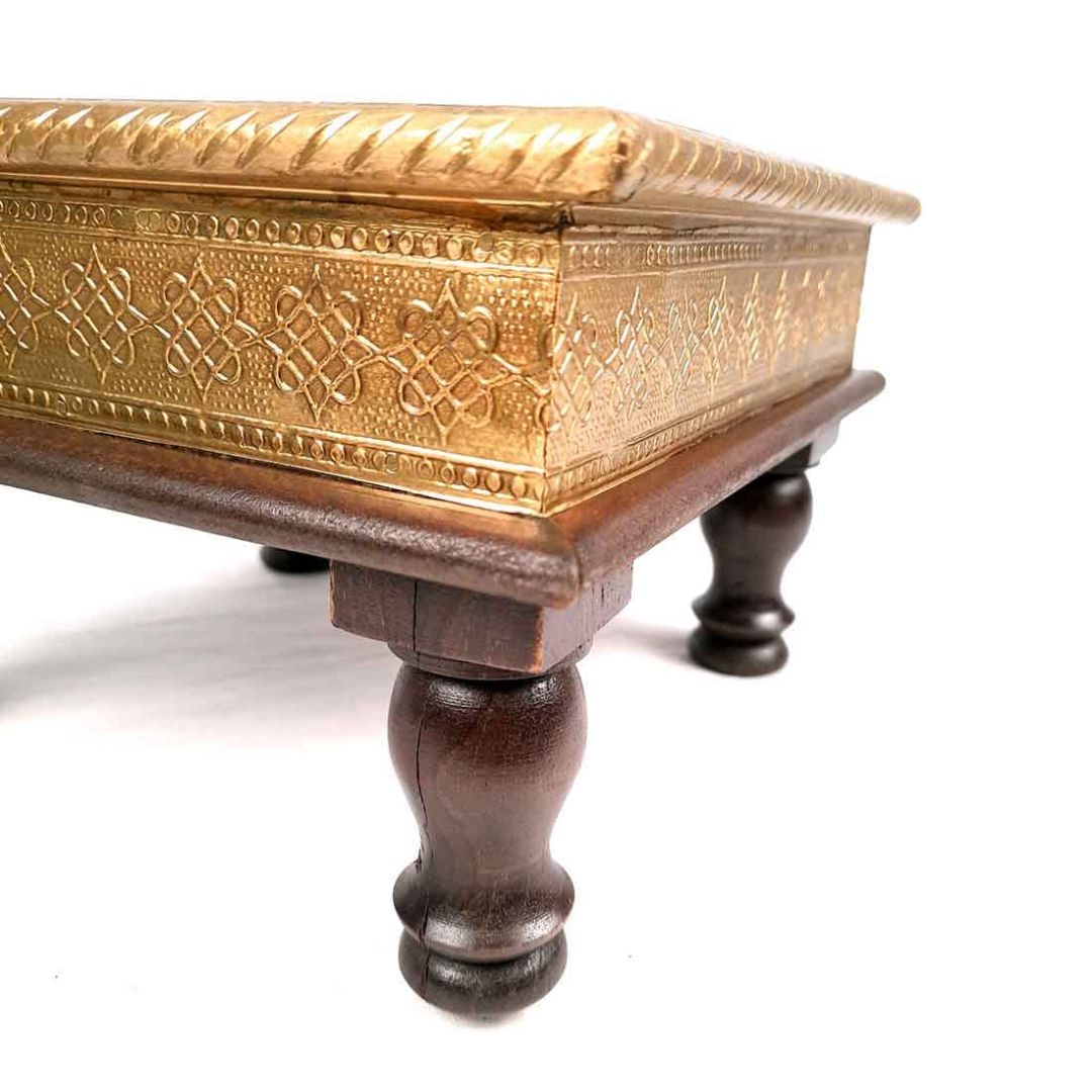Brass Pooja Chowki - For Puja, Sitting & Home Decor - 10 Inch -apkamart #Style_Design 1