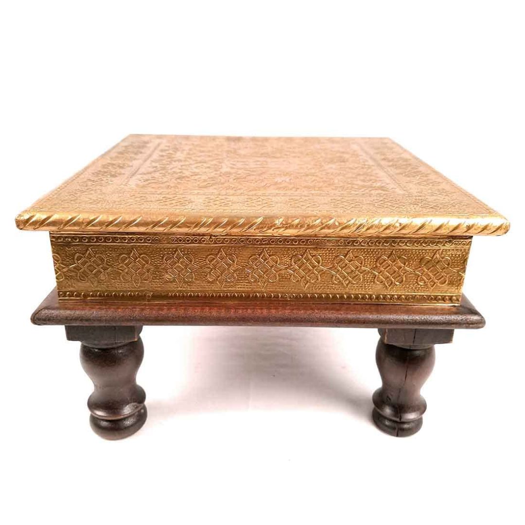 Brass Pooja Chowki - For Puja, Sitting & Home Decor - 10 Inch -apkamart #Style_Design 1