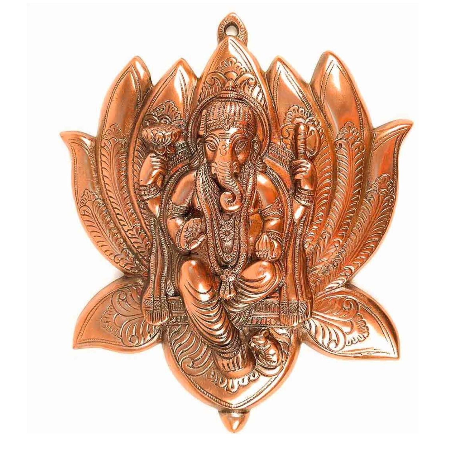 Ganesh Idol Wall Hanging | Lord Ganesha With Lotus/Kamal Wall Statue Decor - For Puja, Home, Entrance, Living Room & Gift - 17 Inch - Apkamart