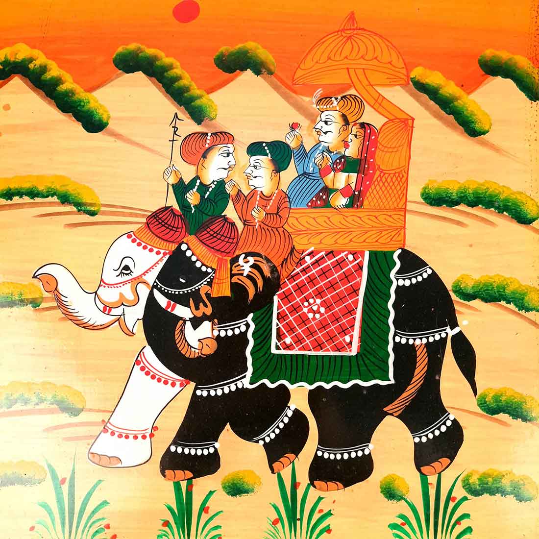 Wooden Bajot | Chowki with Handpainting - For Sitting & Home Decor -15 Inch - ApkaMart #style_Pack of 1