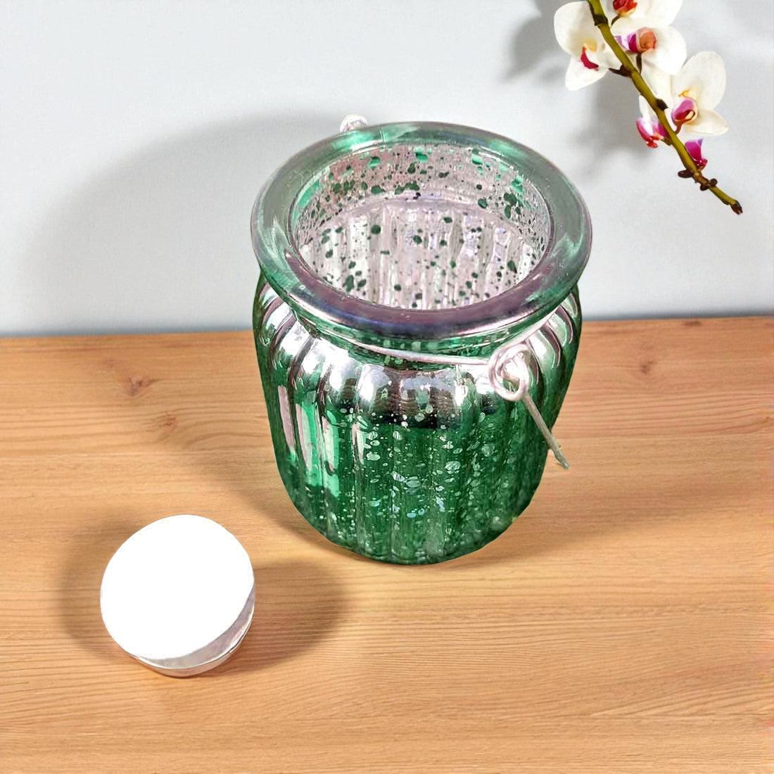 Handcrafted Glass Tealight Candle Holder for Table Décor & Gifts | Diwali, Festive Decoration - 8 Inch - Apkamart