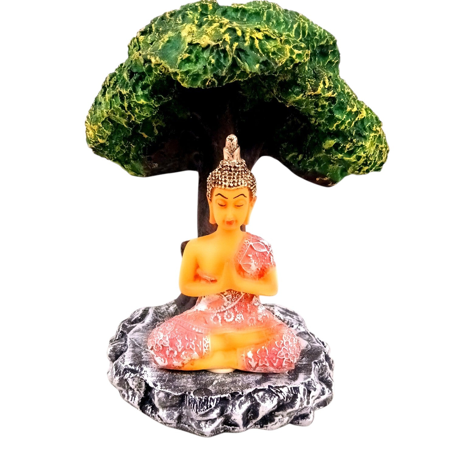 Buddha Statue | Lord Gautam Buddha in Meditation Under Tree Idol Showpiece - For Home, Table, Shelf, Office Decor & Gift - 9 Inch - Apkamart