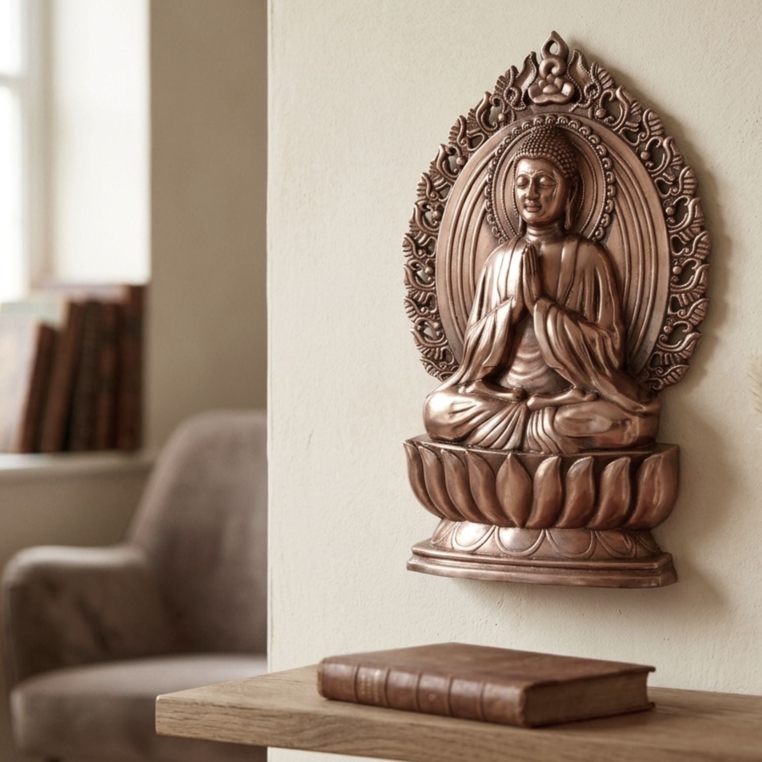 Buddha Wall Hanging Antique Finish Metal Art - 23 Inch