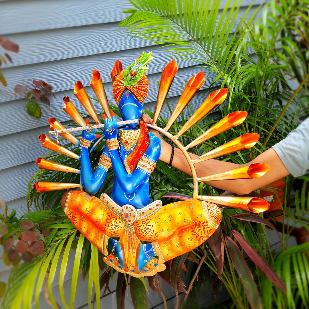 LED Krishna Wall Hanging - Wall Decor & Office Decoration - 26 Inch-Apkamart