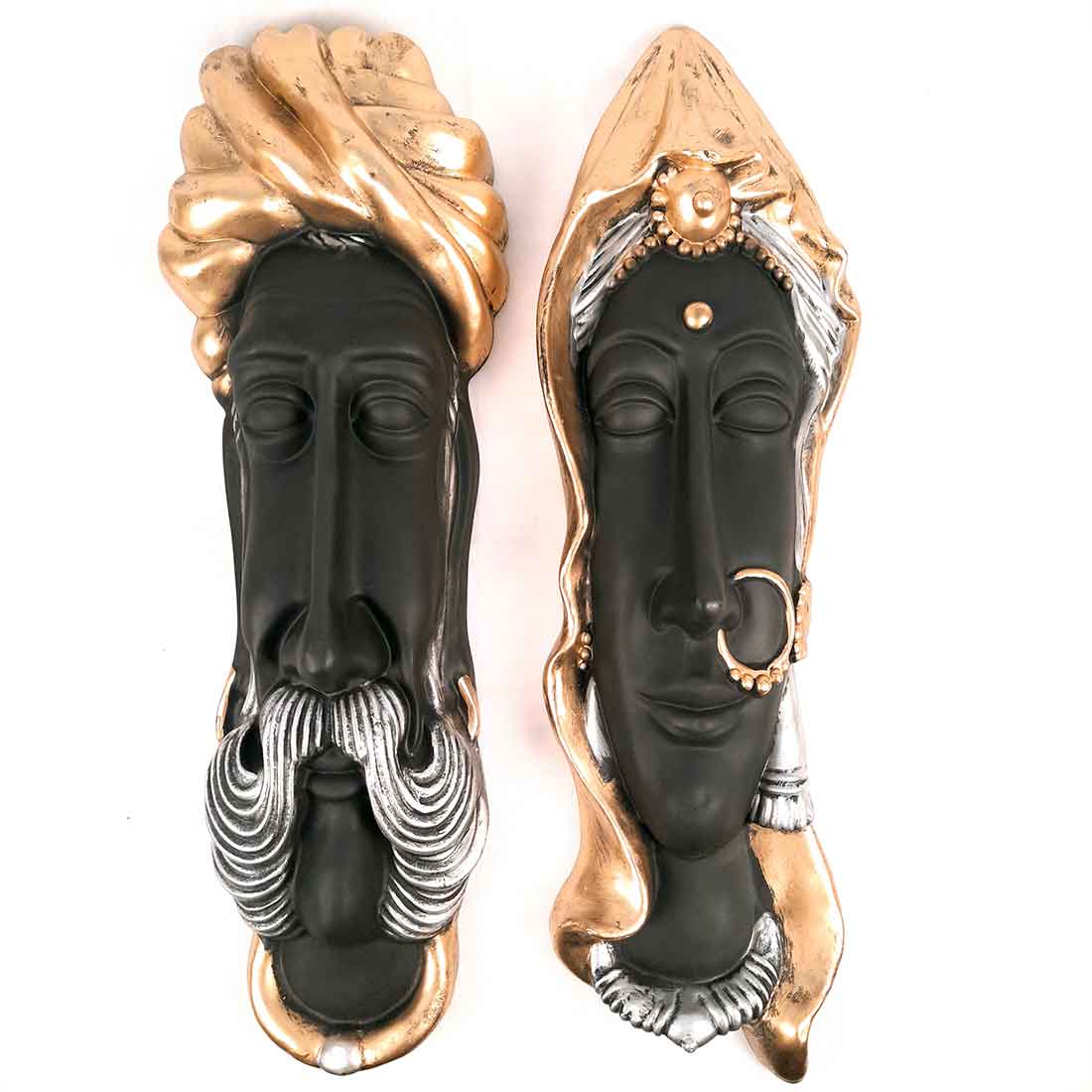 Traditional Man & Woman Face Wall Hanging - For Home, Wall Decor & Gifts - 23 Inch - Apkamart #Color_Black