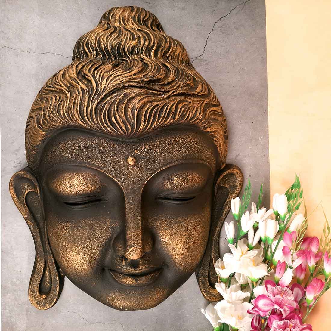 Buddha Face Wall Hanging | Big Buddha Wall decor - For Living Room, Home Decor & Gifts - 27 Inch