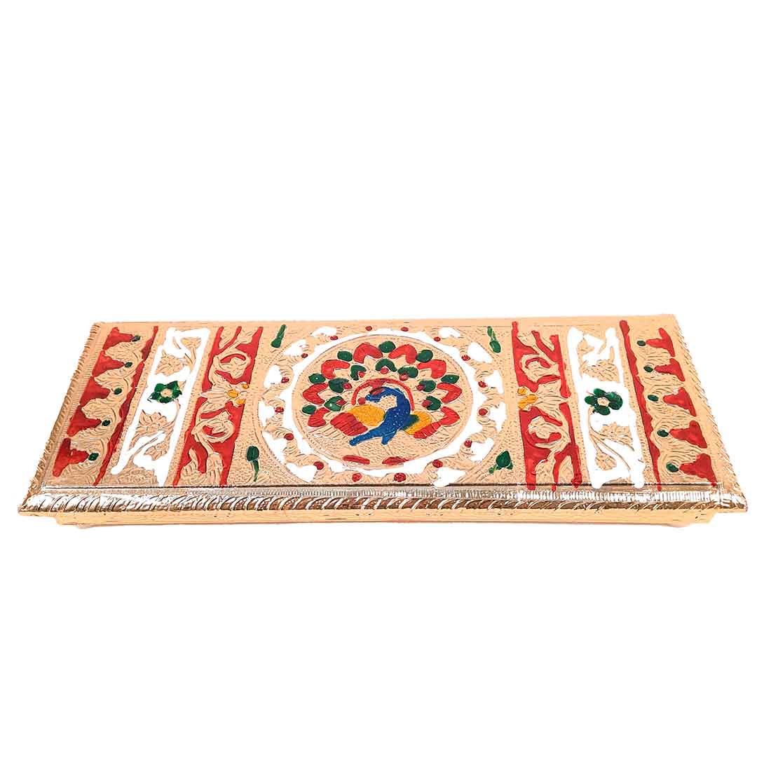 Pooja Chowki Bajot | Peacock Design Minakari Patla Set - Apkamart #Style_pack of 1