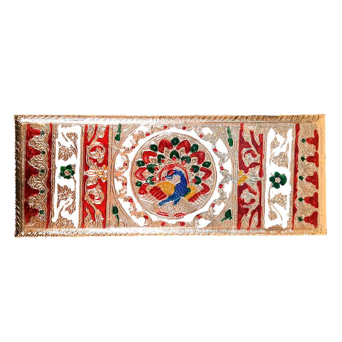 Pooja Chowki Bajot | Peacock Design Minakari Patla Set - Apkamart #Style_pack of 1