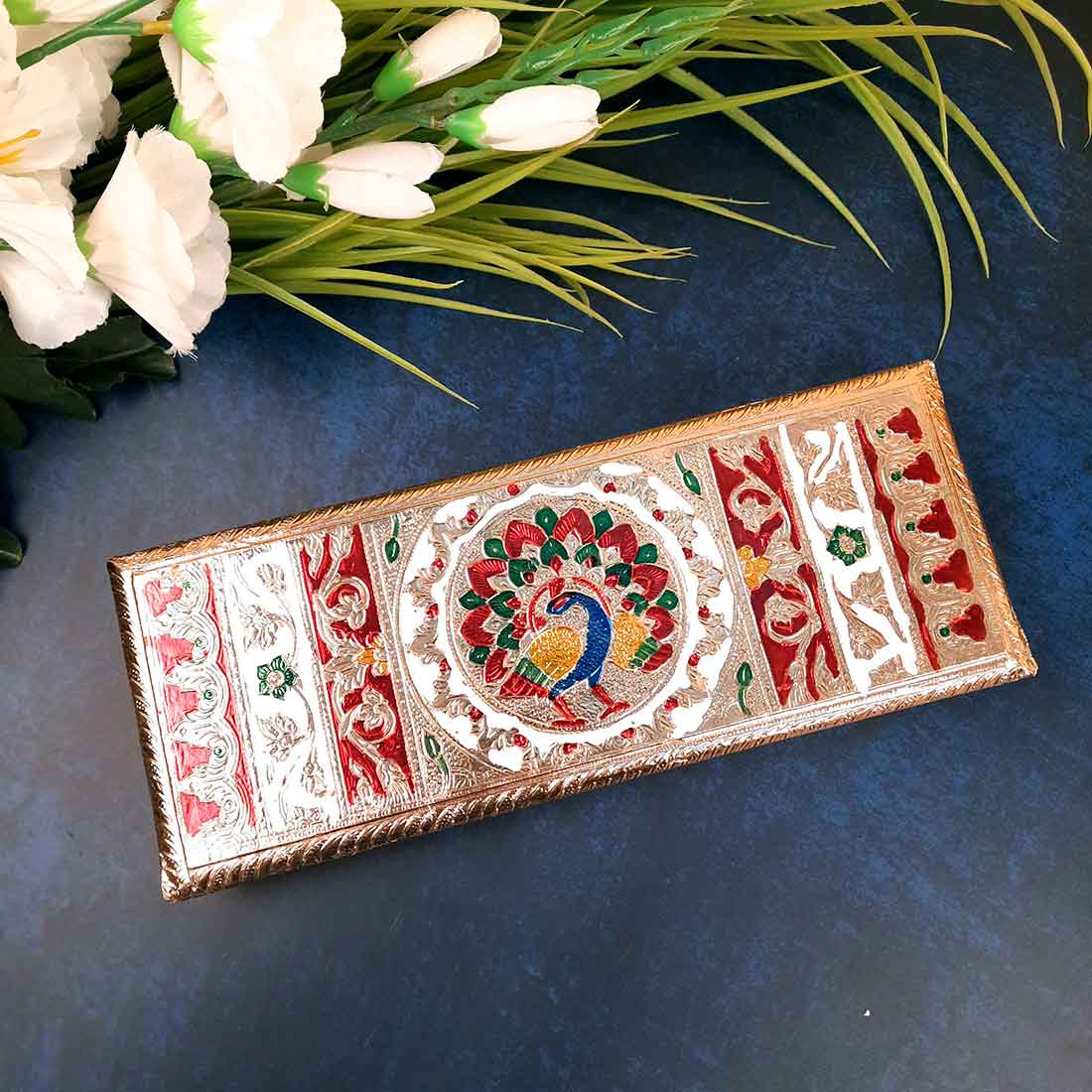 Pooja Chowki Bajot | Peacock Design Minakari Patla Set - Apkamart #Style_pack of 4