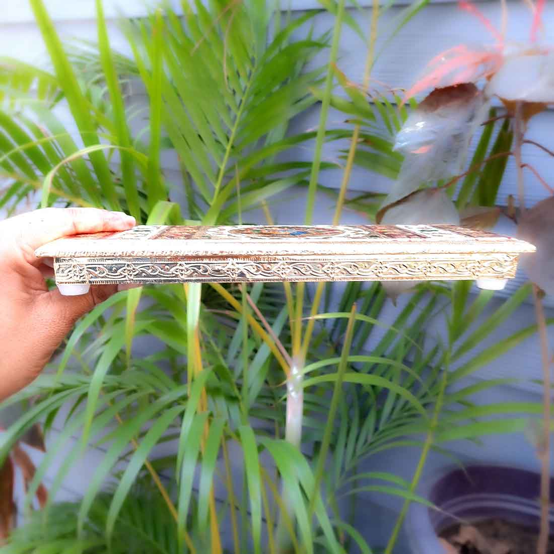 Pooja Chowki Bajot | Peacock Design Minakari Patla Set - Apkamart #Style_pack of 3