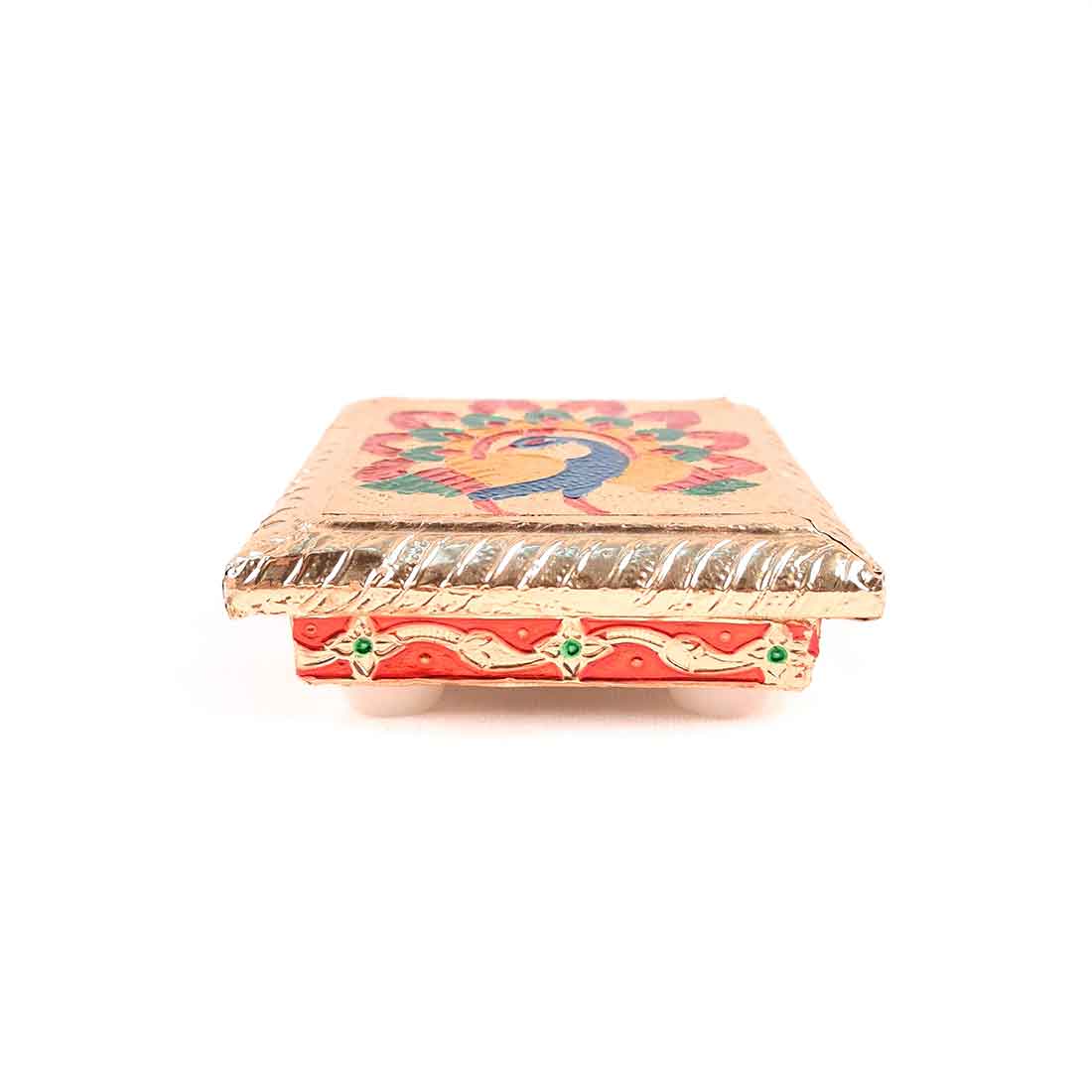 Minakari Chowki | Pooja Chowki - For Pooja & Return Gifts - 4 Inch - ApkaMart #Style_Design 3