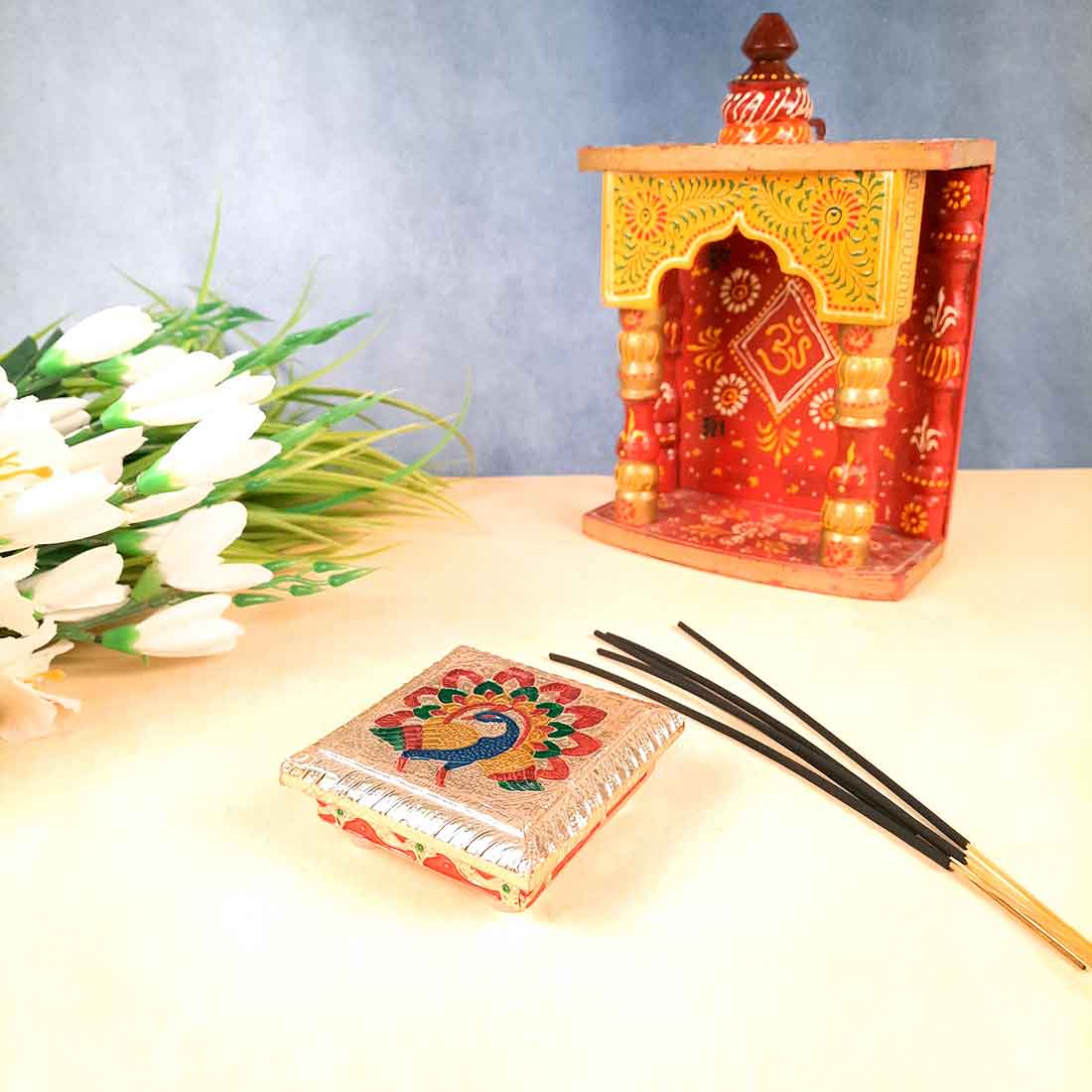 Minakari Chowki | Pooja Chowki - For Pooja & Return Gifts - 4 Inch - ApkaMart #Style_Design 3
