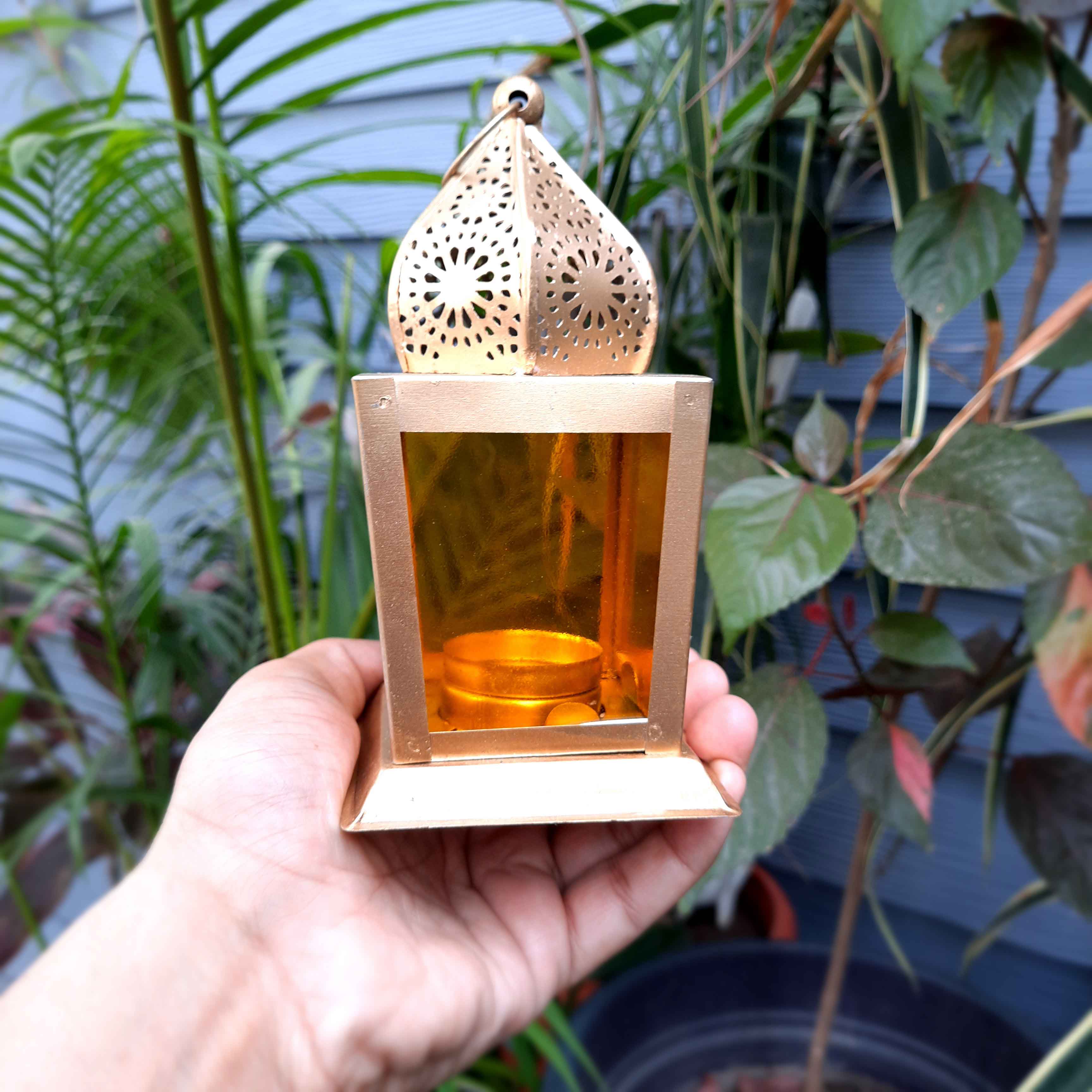 Moroccan Lantern Candle Stand | Tea Light Holder - For Home, Living room Decor & Gifts - 7 Inch - Apkamart #Style_Pack of 2