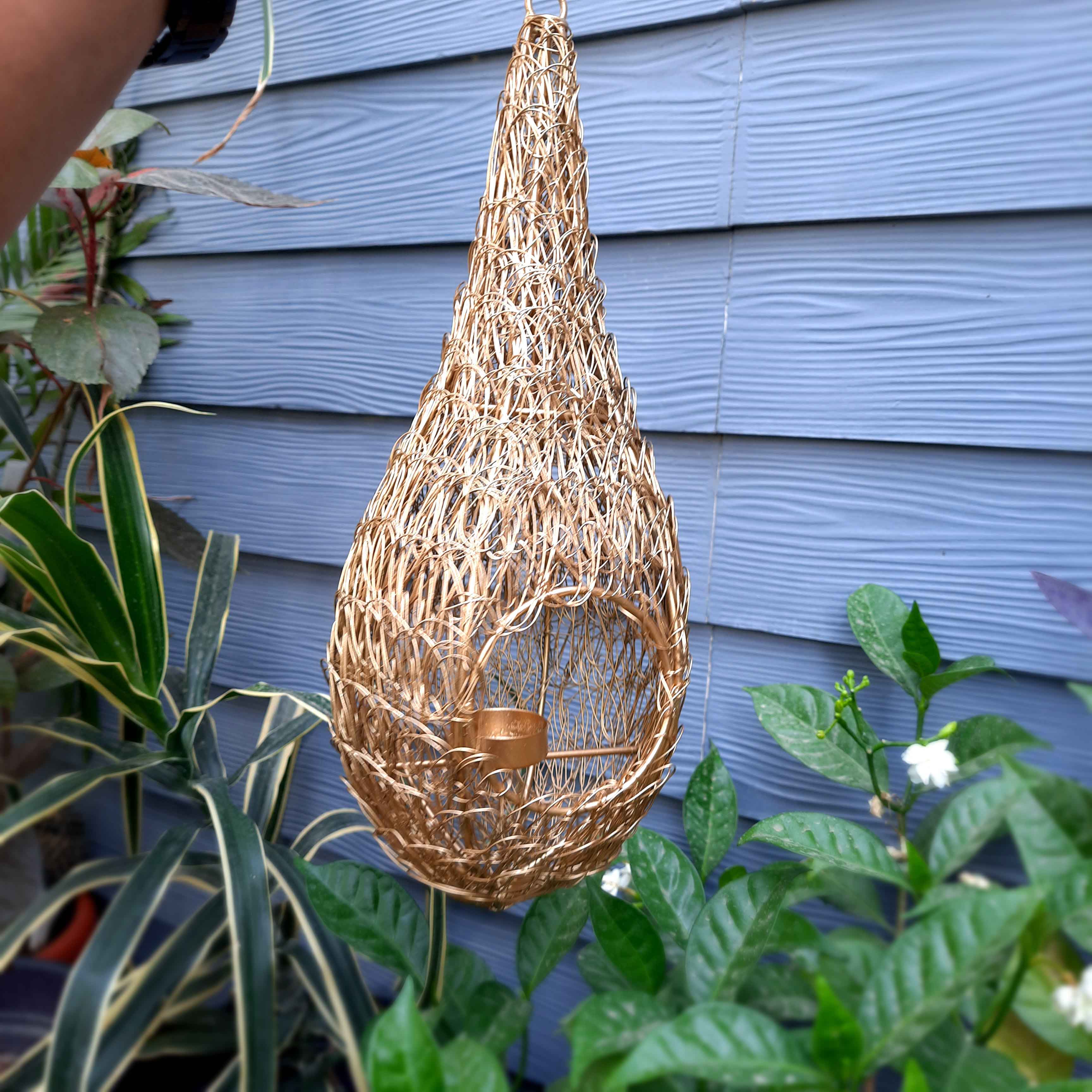 Hanging Tea Light Holder | Bird Nest Design Wall Votive - For Home Decor & Gifts - 11 Inch - apkamart #Style_pack of 1