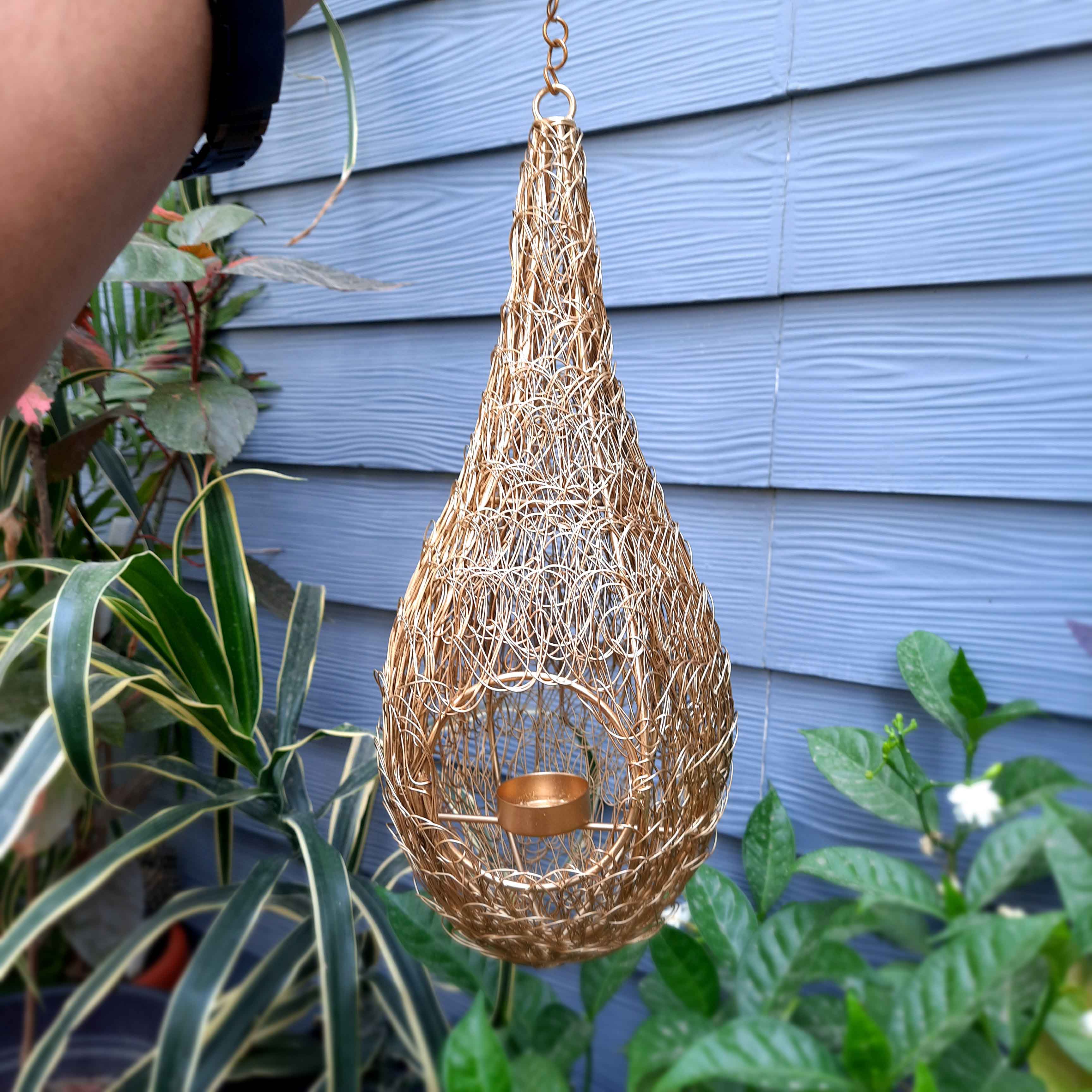 Hanging Tea Light Holder | Bird Nest Design Wall Votive - For Home Decor & Gifts - 11 Inch - apkamart #Style_pack of 2