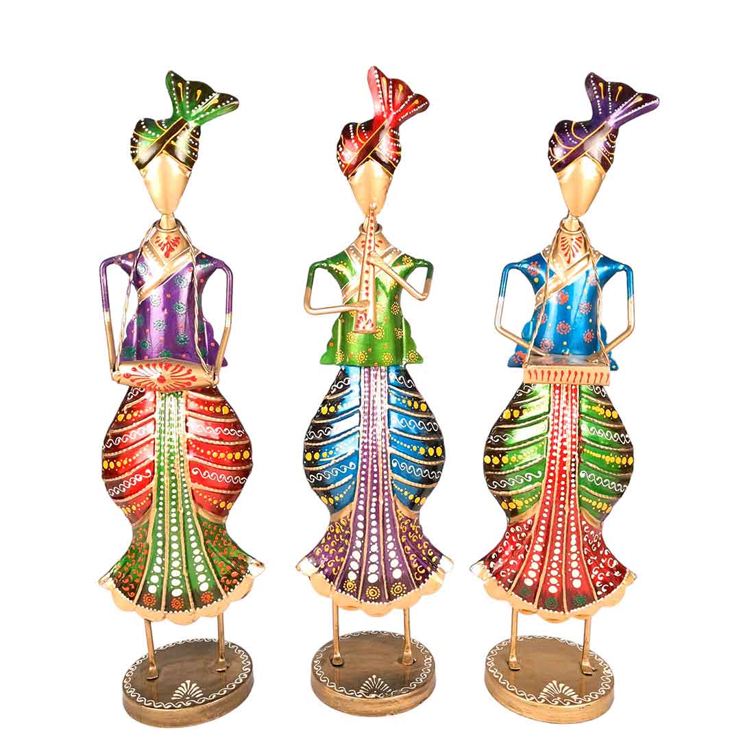 Musician Showpiece - Metal Figurines - For Table Decor & Living Room - 19 Inch - Set of 3 - Apkamart