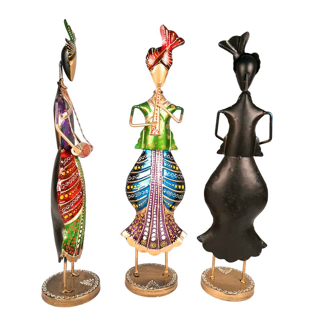 Musician Showpiece - Metal Figurines - For Table Decor & Living Room - 19 Inch - Set of 3 - Apkamart