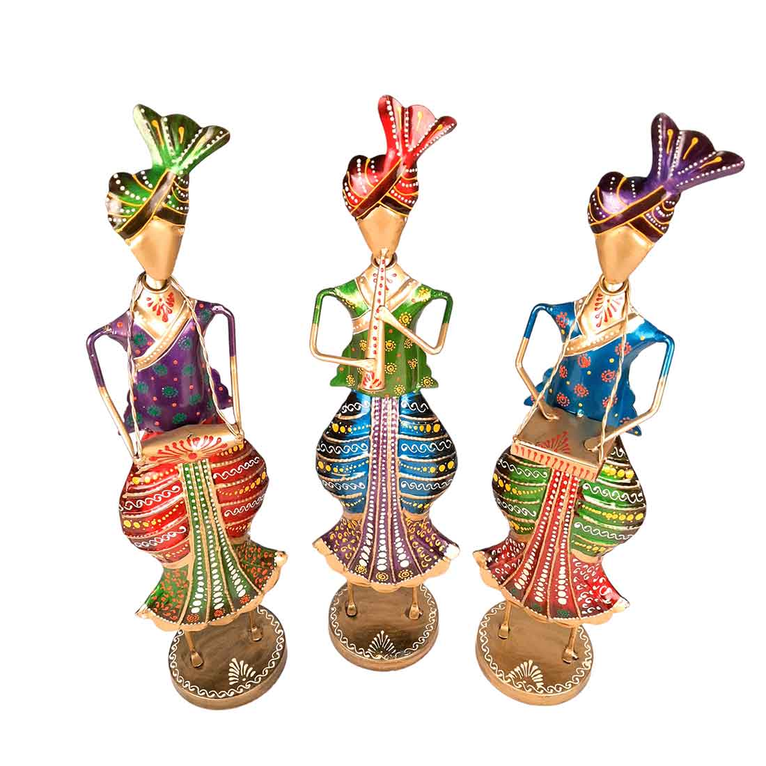 Musician Showpiece - Metal Figurines - For Table Decor & Living Room - 19 Inch - Set of 3 - Apkamart