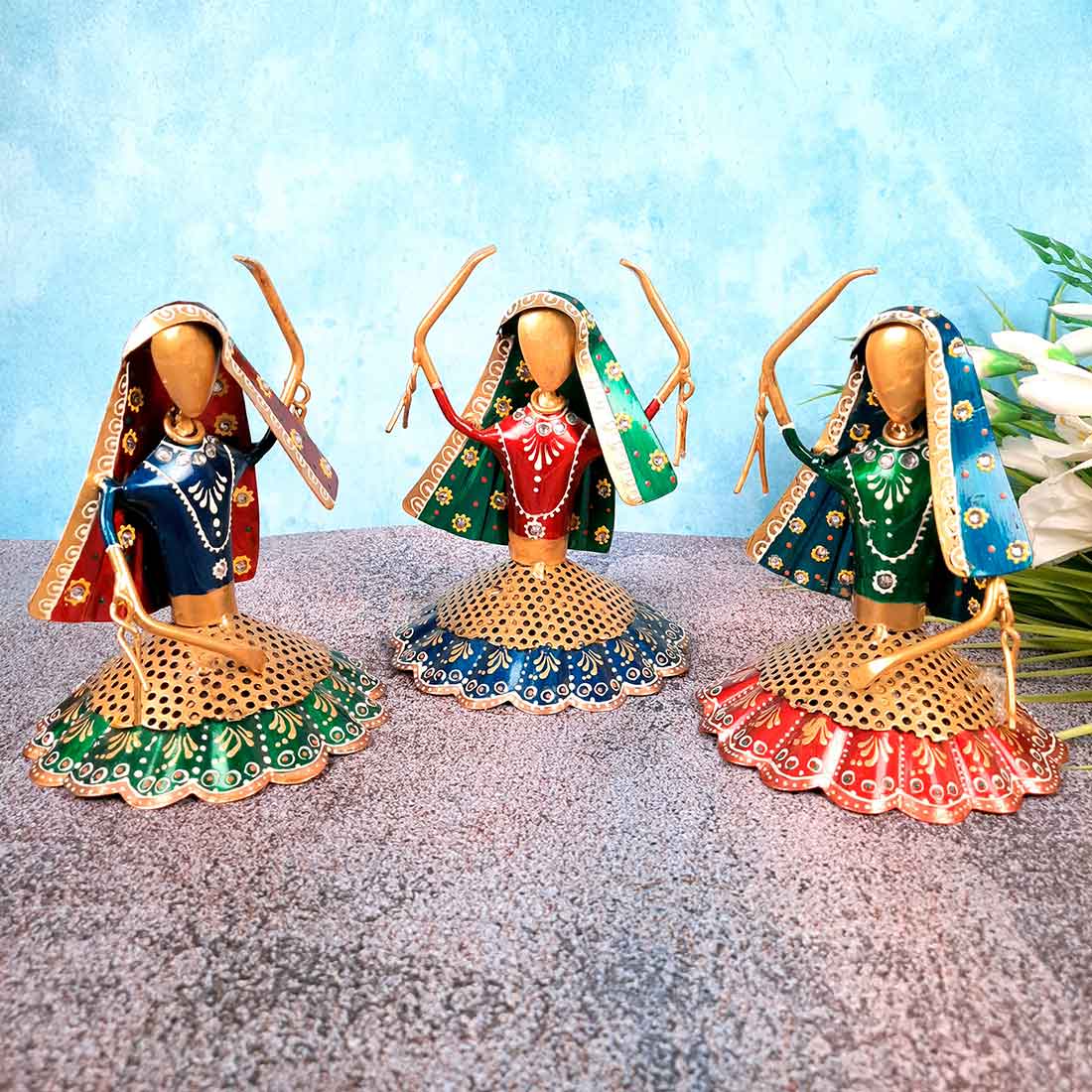 Dancing Ladies - Female Figurines - for Side Table Decoration - 8 Inch - Set of 3 - Apkamart
