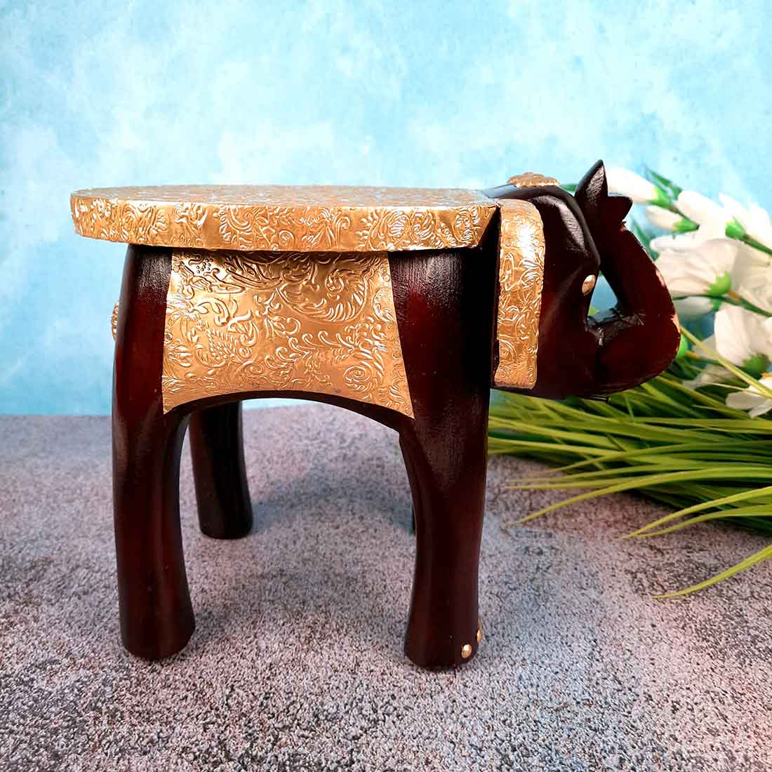 Elephant Showpiece - Small Stool - For Home Decor & Gifts - 8 Inch- Apkamart