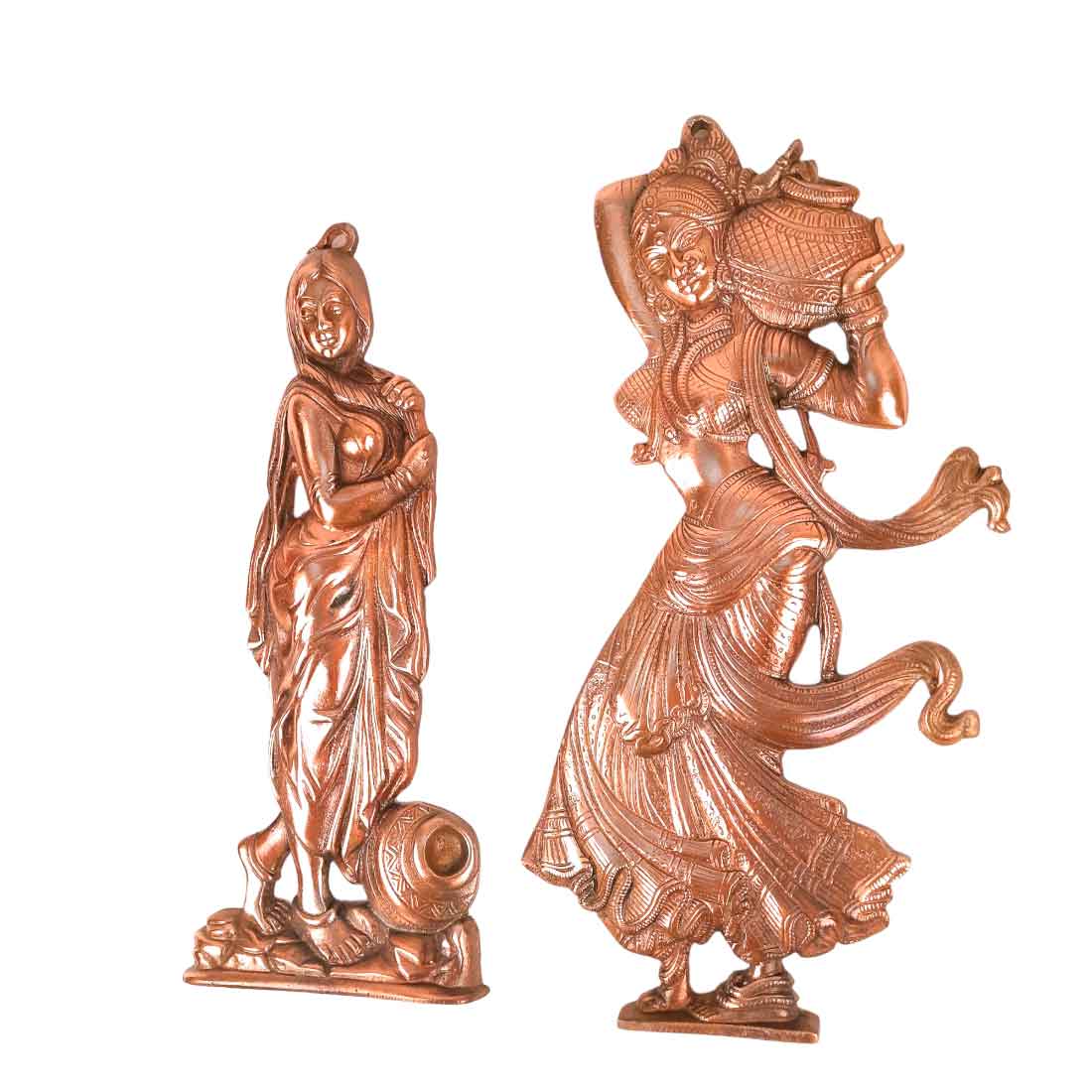 Combo of Wall Hangings Village Lady with Matka Design - 17 Inch | Village Lady with Matka - 16 inch | Wall Art Decor for Home & Office - Set of 2- Apkamart