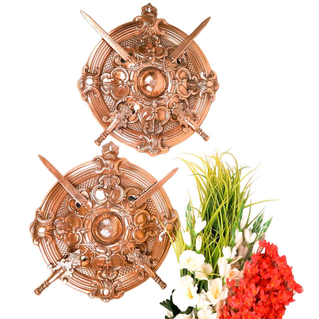 Bahubali Dhal Talwar Set of 2 | Sword & Shield Wall Decor - For Home, Wall Decor & Gifts - 18 Inch- Apkamart