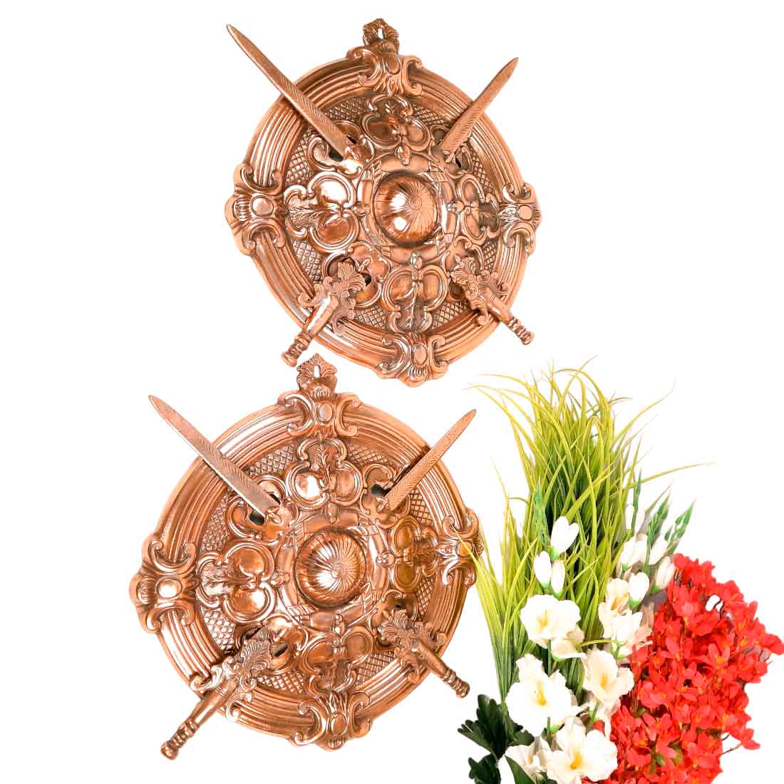 Bahubali Dhal Talwar Set of 2 | Sword & Shield Wall Decor - For Home, Wall Decor & Gifts - 18 Inch- Apkamart