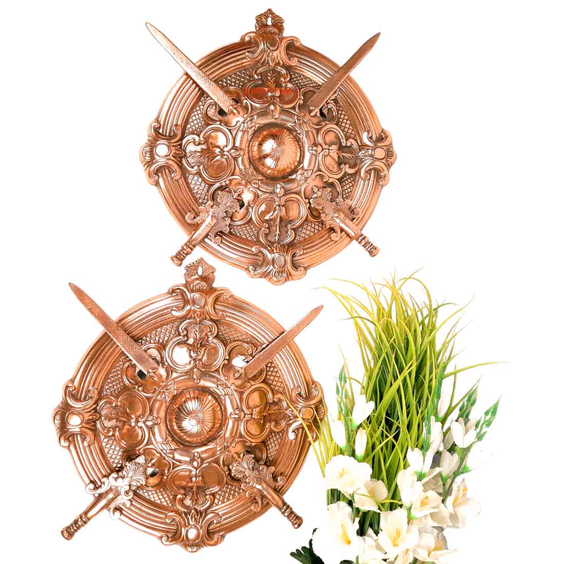 Bahubali Dhal Talwar Set of 2 | Sword & Shield Wall Decor - For Home, Wall Decor & Gifts - 18 Inch- Apkamart