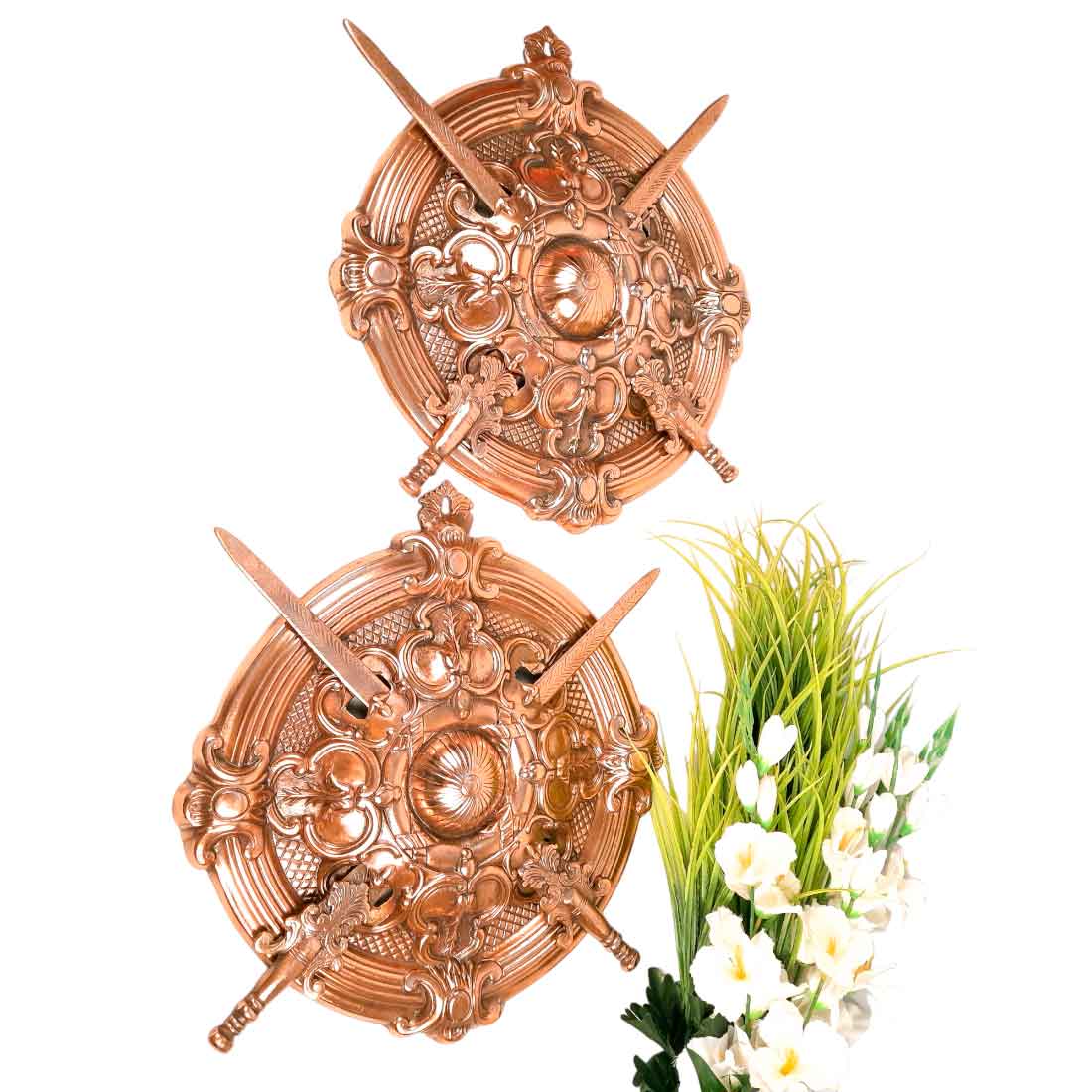 Bahubali Dhal Talwar Set of 2 | Sword & Shield Wall Decor - For Home, Wall Decor & Gifts - 18 Inch- Apkamart