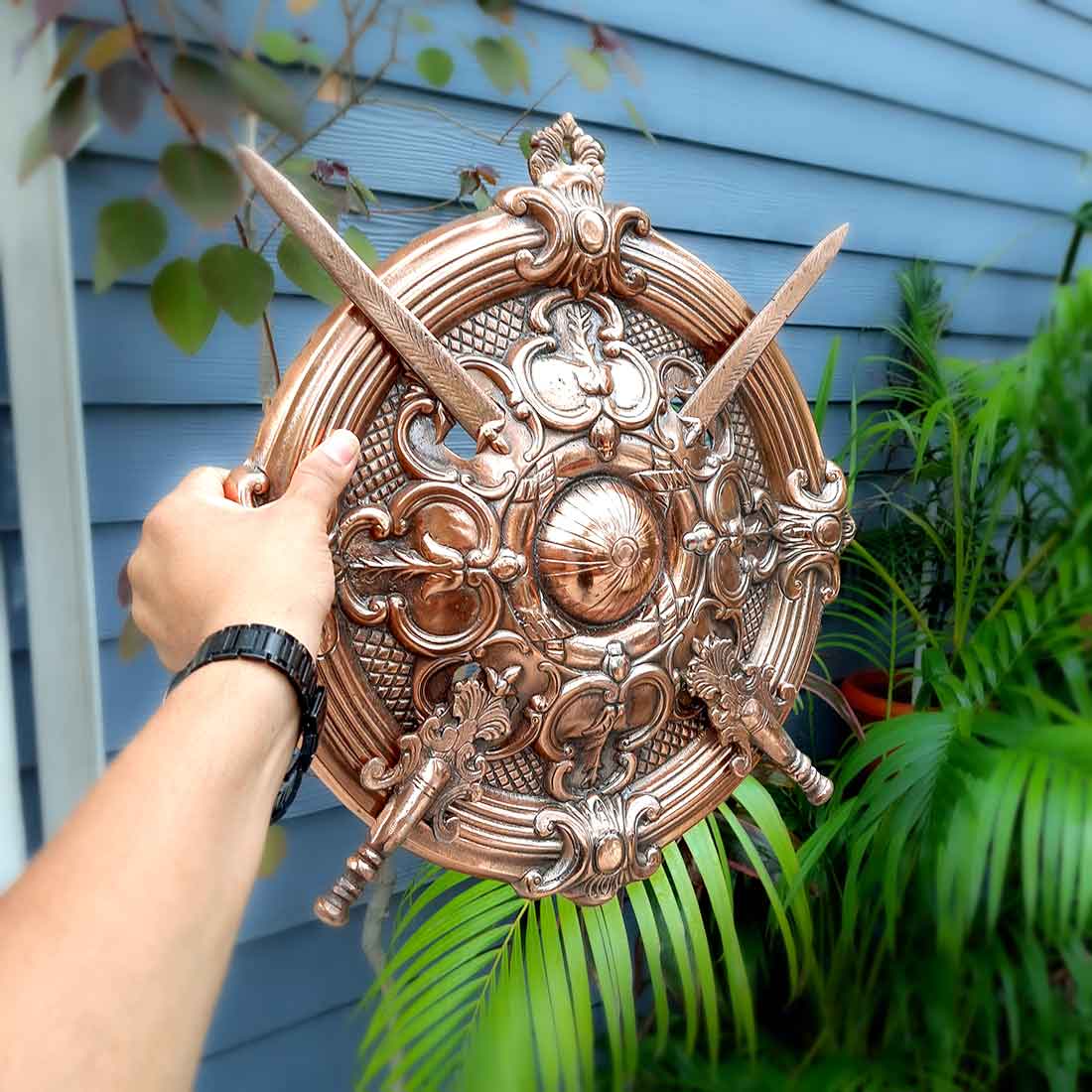 Bahubali Dhal Talwar Set | Sword & Shield Wall Hanging - For Home, Wall Decor & Gifts - 18 Inch - Apkamart