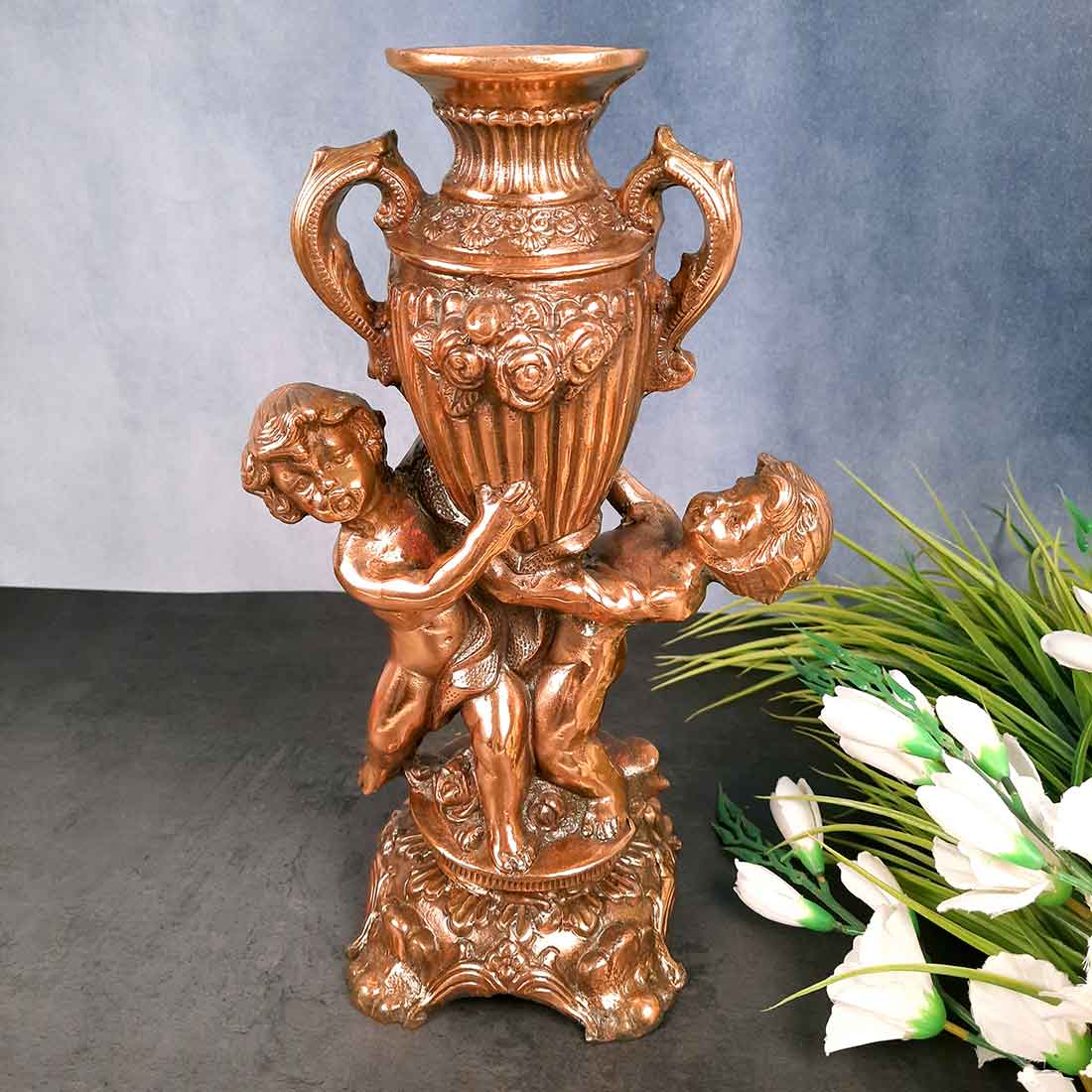 Vintage Vase | Flower Pot Metal - for Home Decoration & Gifts - 15 Inch- Apkamar