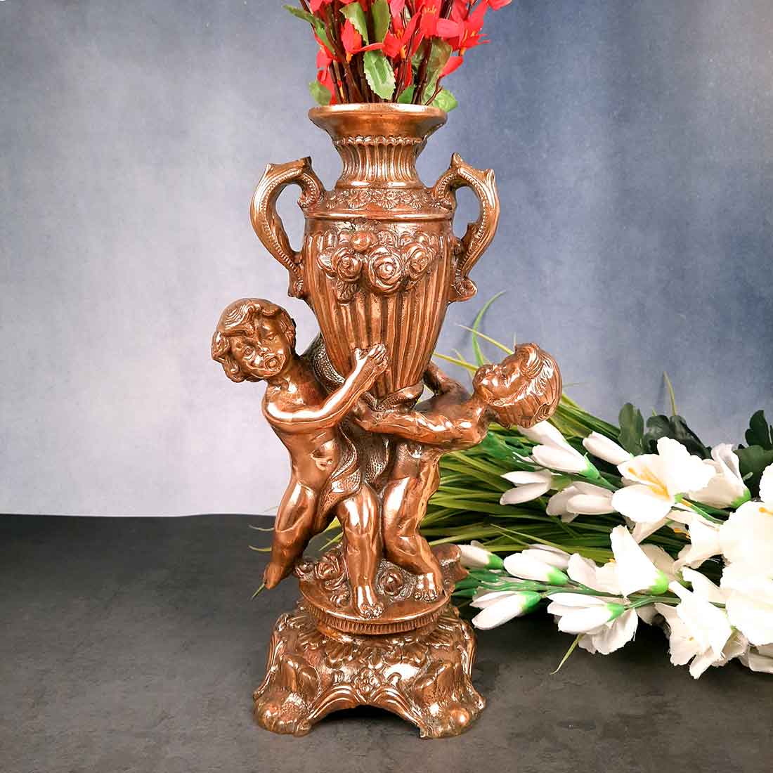 Vintage Vase | Flower Pot Metal - for Home Decoration & Gifts - 15 Inch- Apkamar