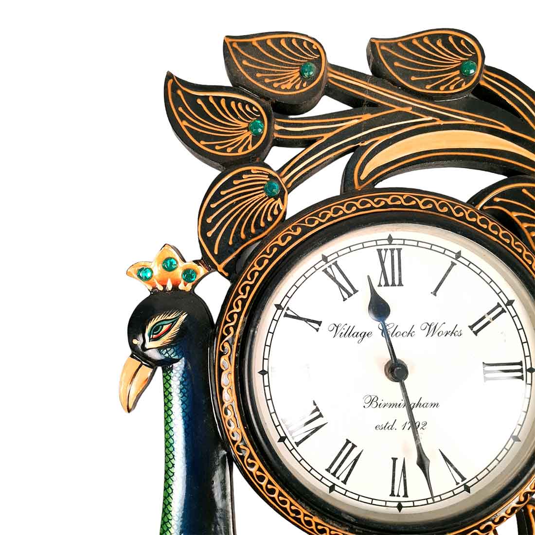Peacock Wall Clock - Wood Wall Clock - For Living Room - 18 Inch- Apkamart