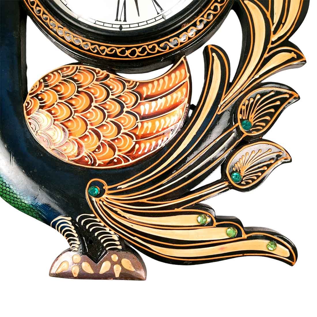 Peacock Wall Clock - Wood Wall Clock - For Living Room - 18 Inch- Apkamart
