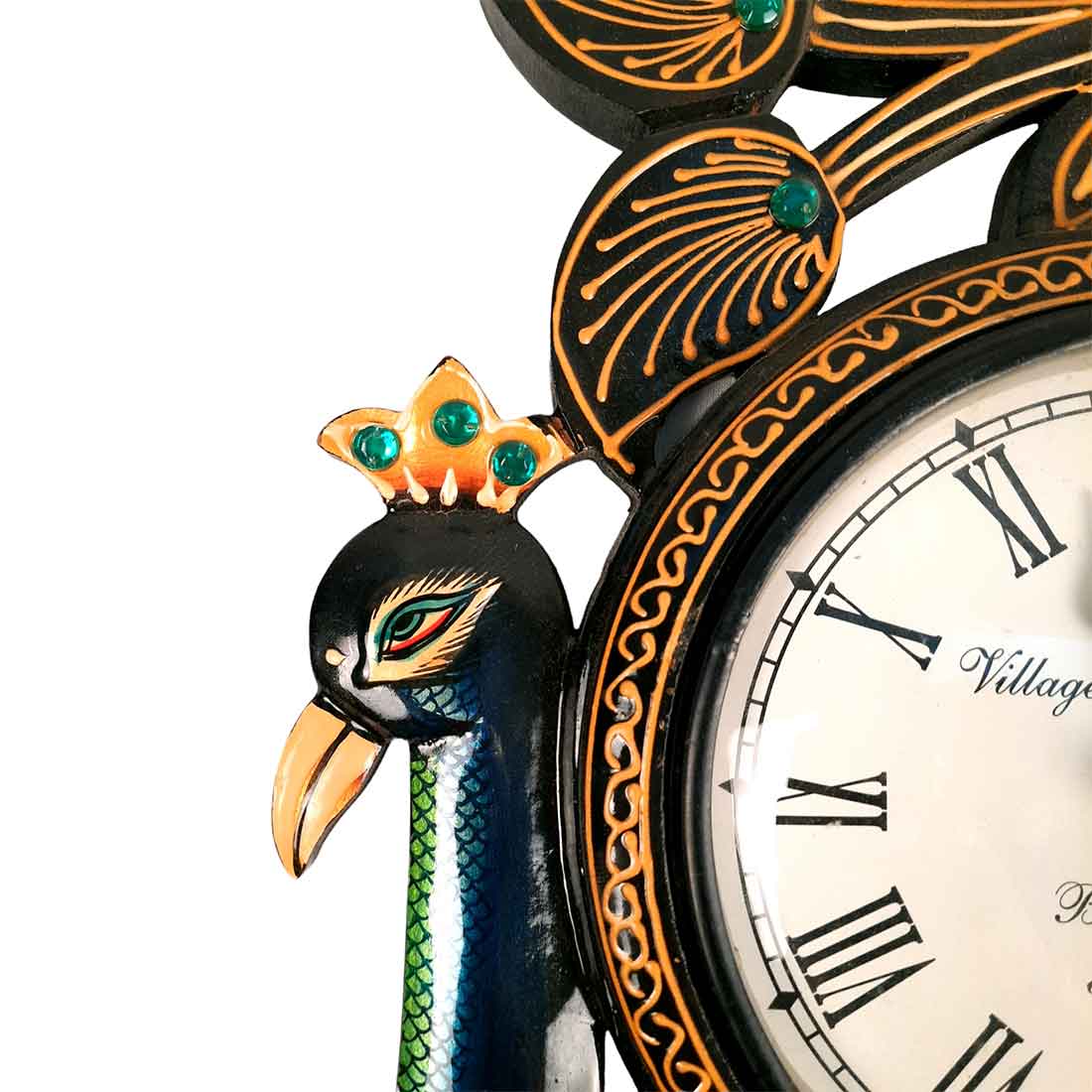Peacock Wall Clock - Wood Wall Clock - For Living Room - 18 Inch- Apkamart