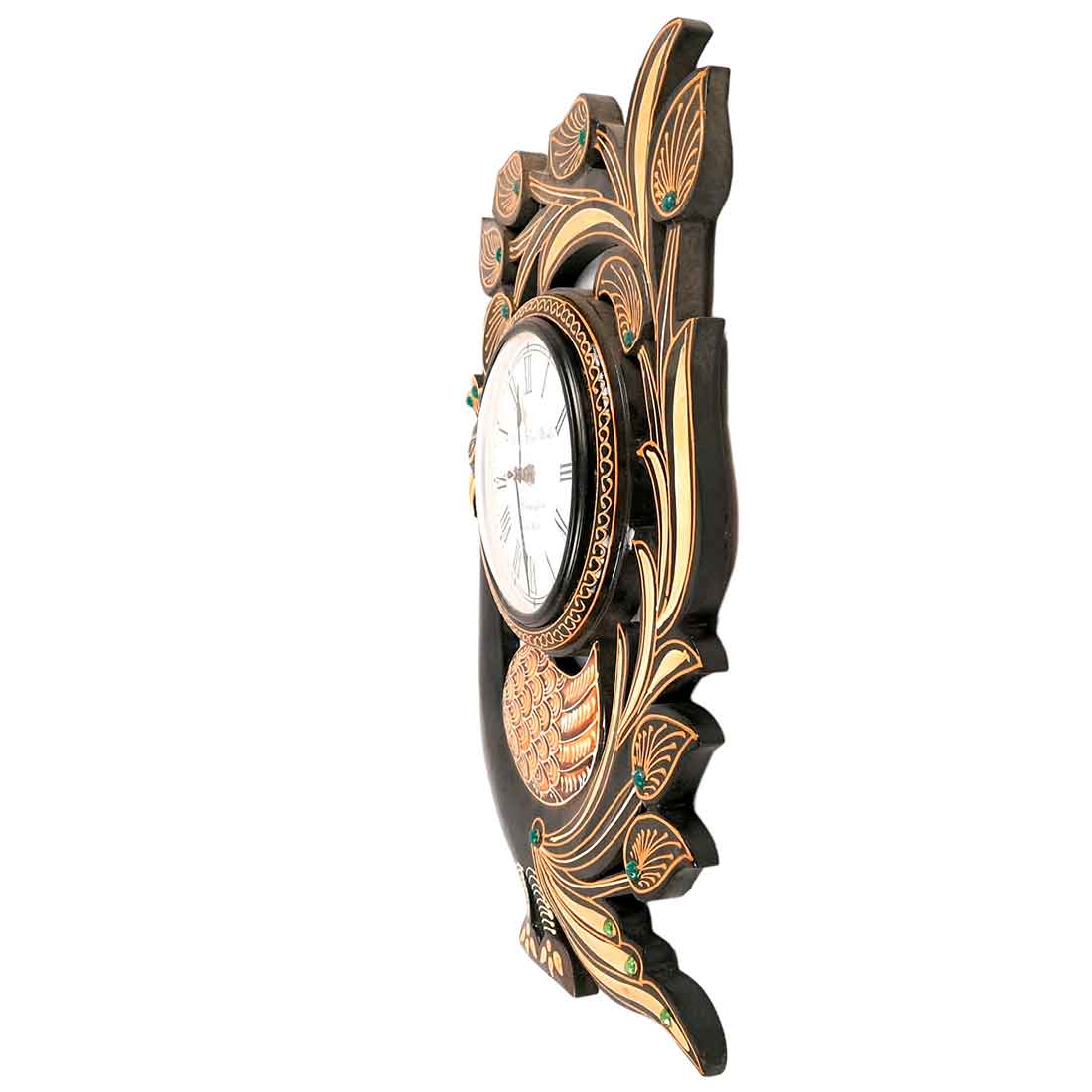 Peacock Wall Clock - Wood Wall Clock - For Living Room - 18 Inch- Apkamart