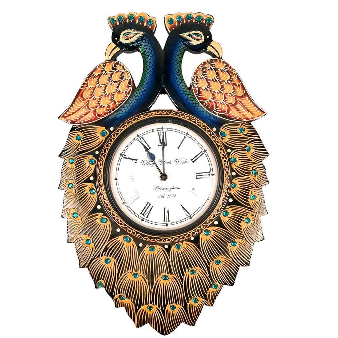 Double Face Peacock Clock 18 Inch- Apkamart