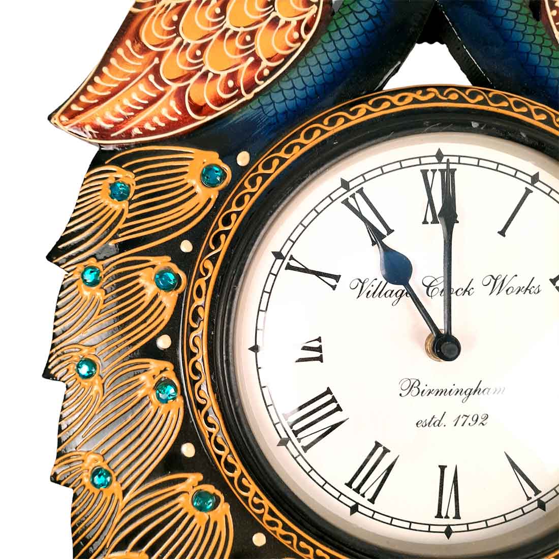 Double Face Peacock Clock 18 Inch- Apkamart