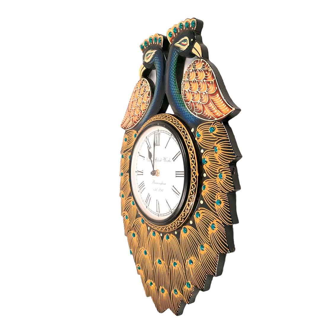 Double Face Peacock Clock 18 Inch- Apkamart