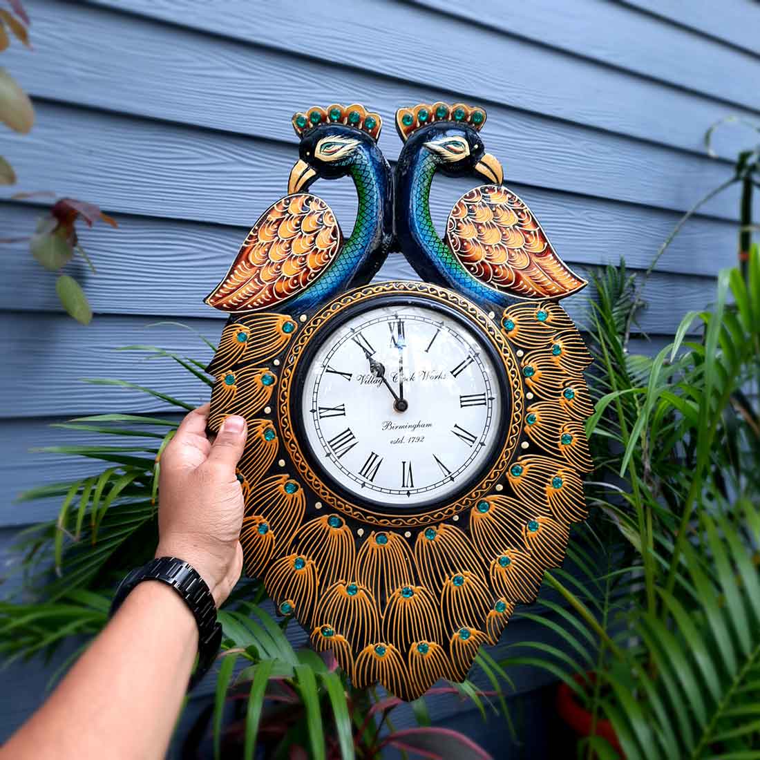 Double Face Peacock Clock 18 Inch- Apkamart
