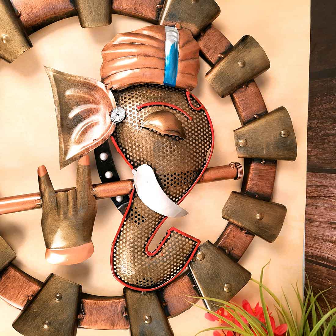 Metal Wall Art - Ganesh Wall Hanging - 19 Inches-Apkamart