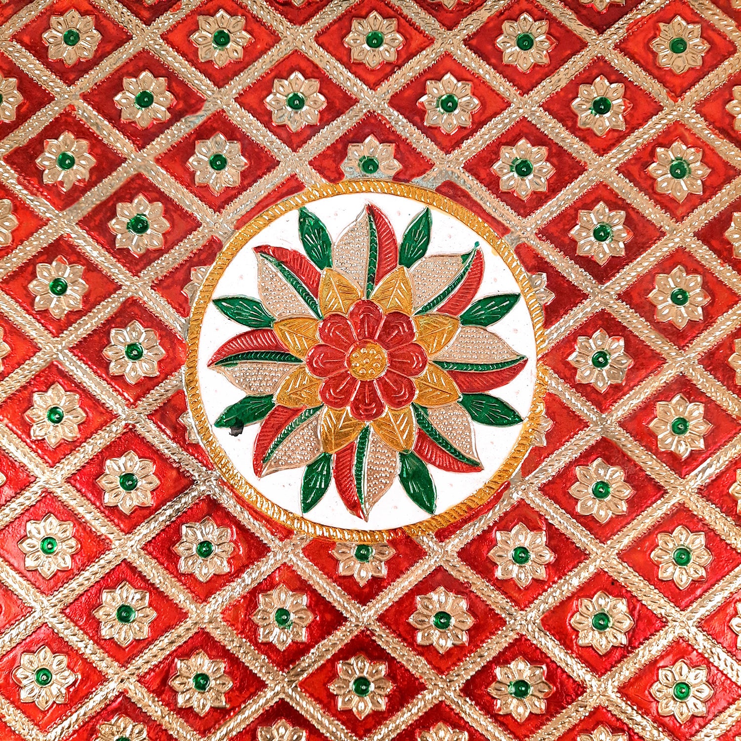 Wood with Meenakari Tray- For Serving & Table Decor-Apkamart