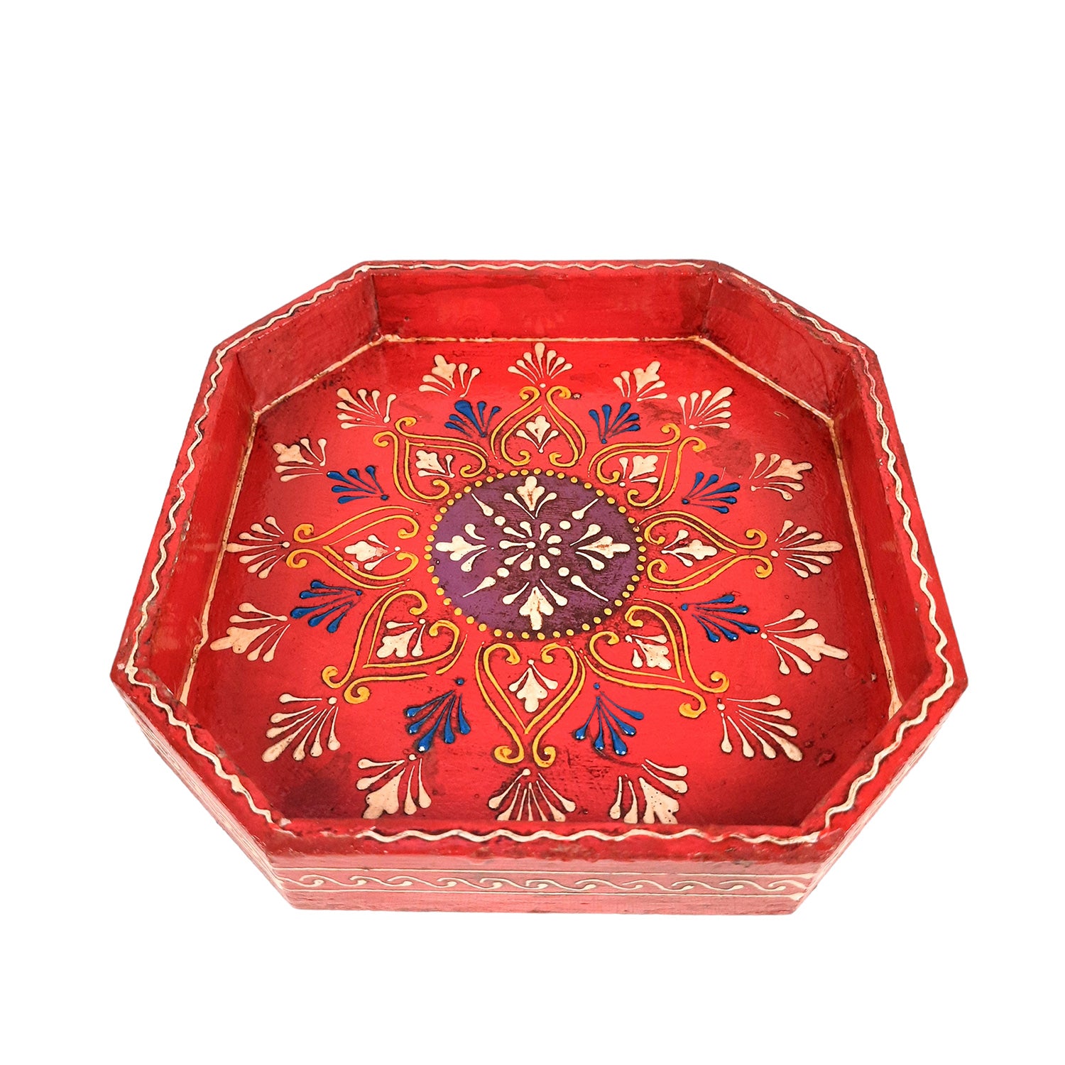 Red Hexagonal Serving Tray - 4 Inch-Apkamart