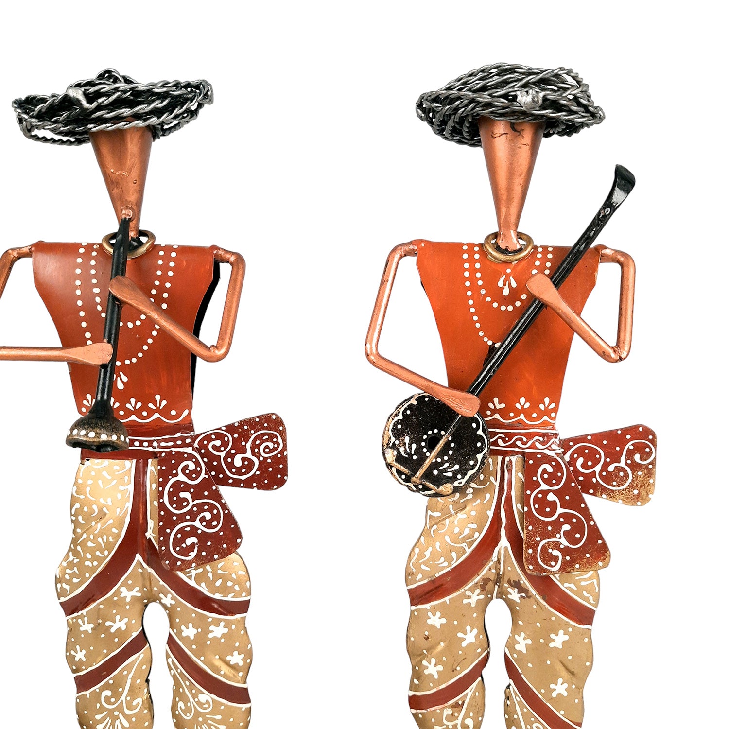 Musician Figurines - Musician Playing Dholak, Sitar & Shehnai - 14 Inch -Set of 3-Apkamart #style_Pack of 3