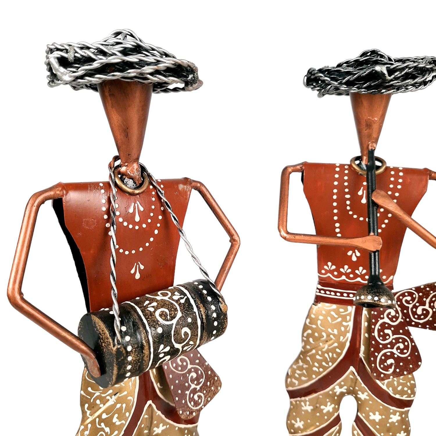 Musician Figurines - Musician Playing Dholak, Sitar & Shehnai - 14 Inch -Set of 3-Apkamart #style_Pack of 3