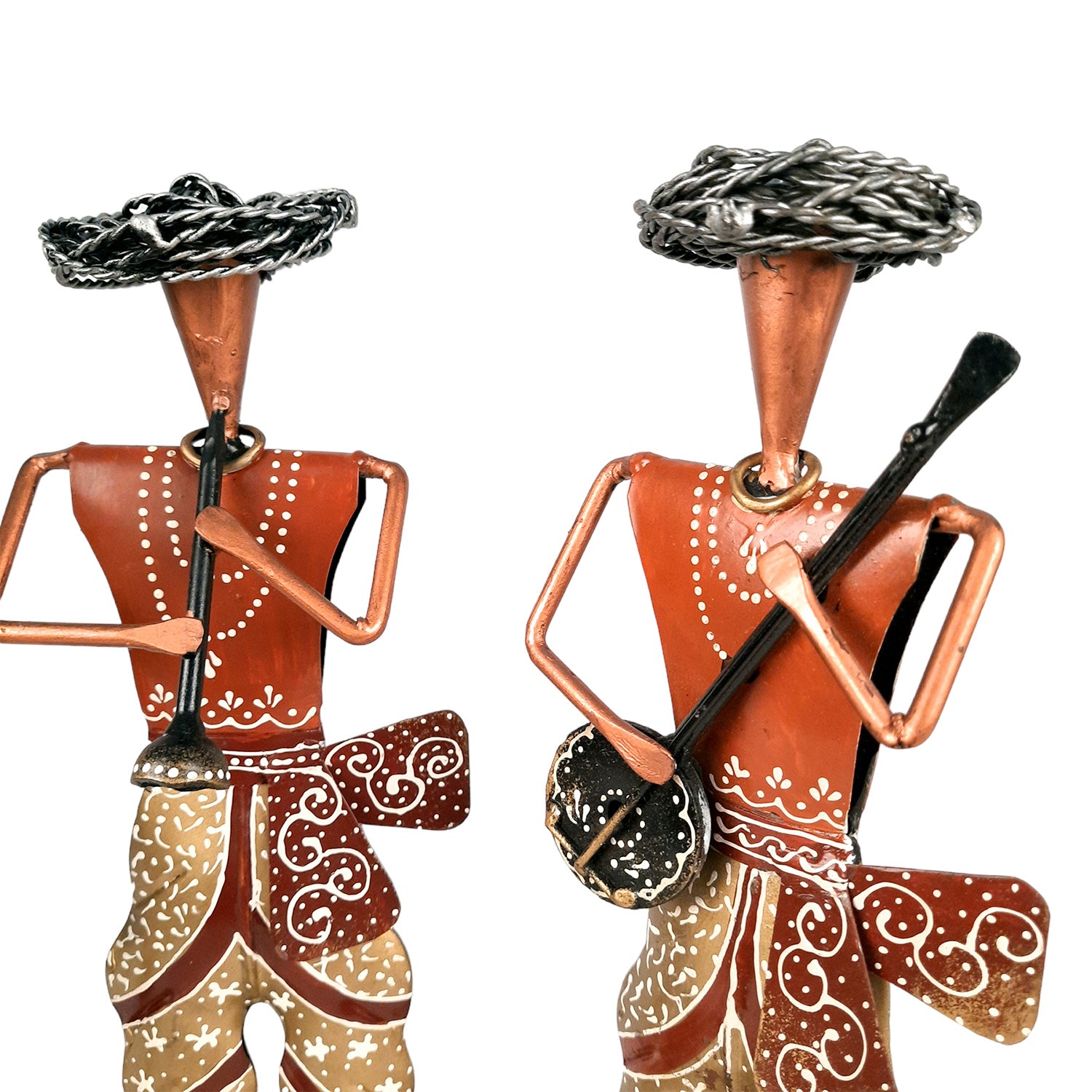 Musician Figurines - Musician Playing Dholak, Sitar & Shehnai - 14 Inch -Set of 3-Apkamart #style_Pack of 3