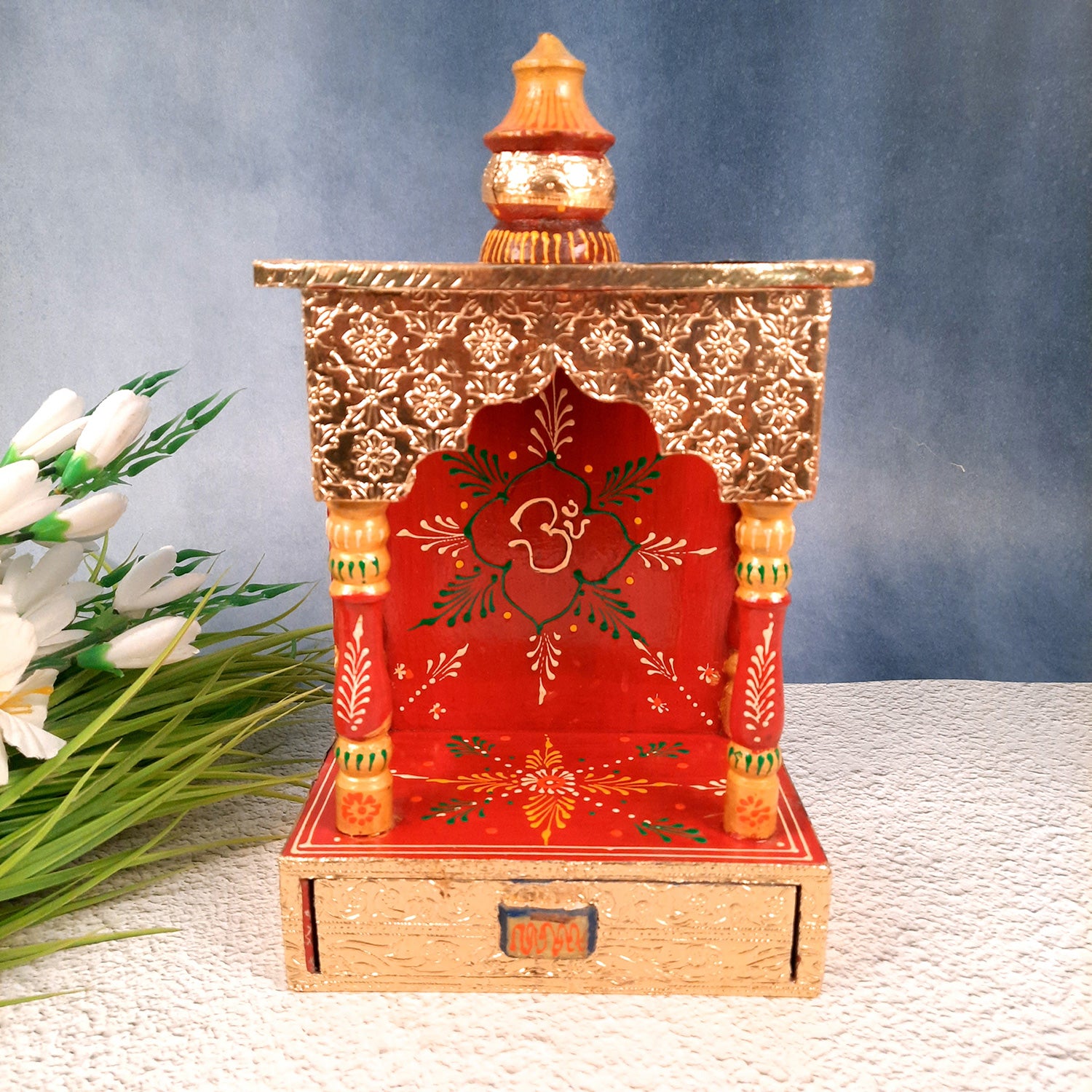 Pooja Temple - Wall Mounted Pooja with Shelf - 15 inch - ApkaMart #Style_Style 2