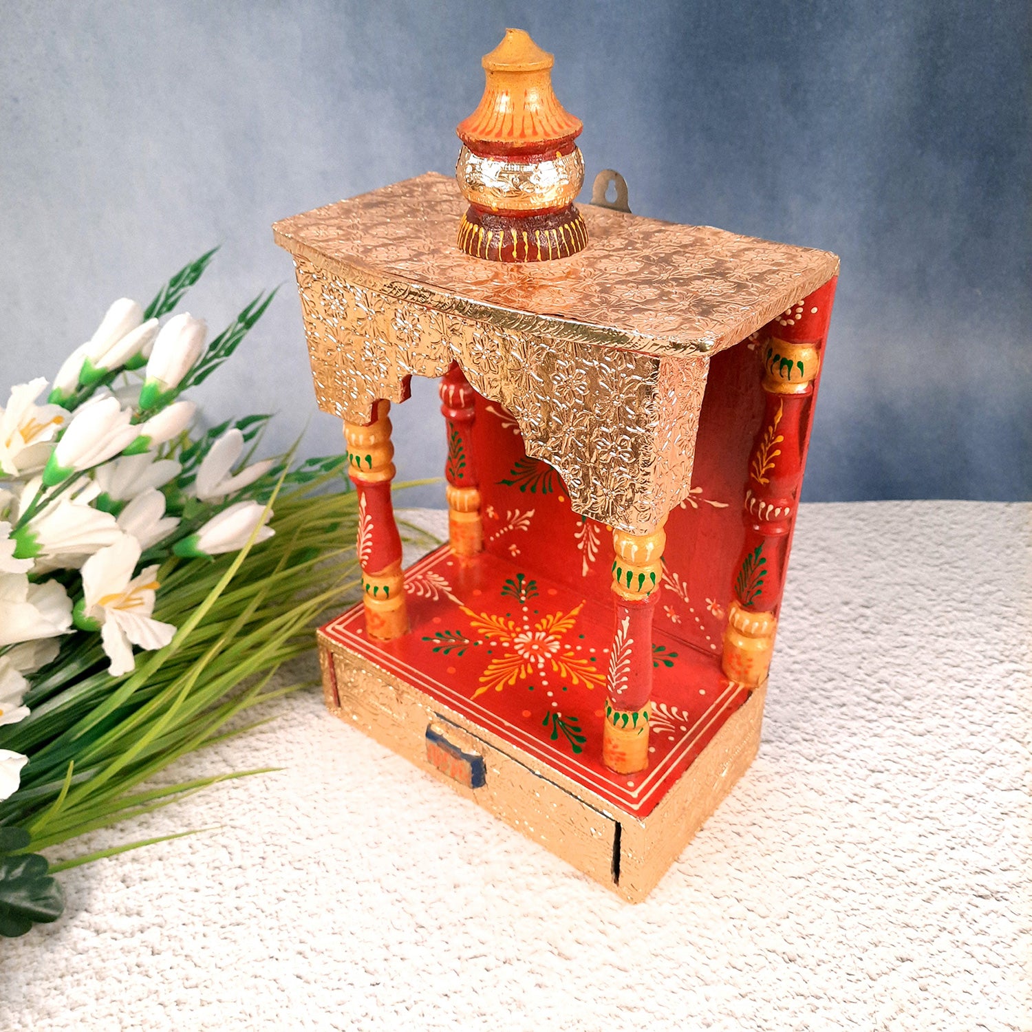 Pooja Temple - Wall Mounted Pooja with Shelf - 15 inch - ApkaMart #Style_Style 2
