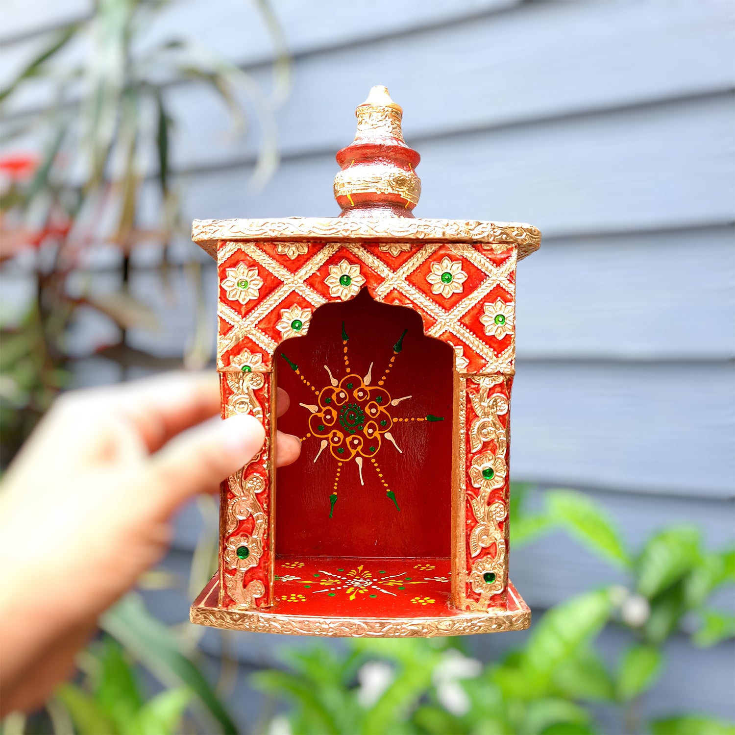 Wooden Temple for Home | Pooja Mandir -10 Inch - ApkaMart #Style_style 2